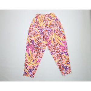 Vintage 80s Streetwear Womens 8 Rainbow Abstract Pleated Parachute Harem Pants